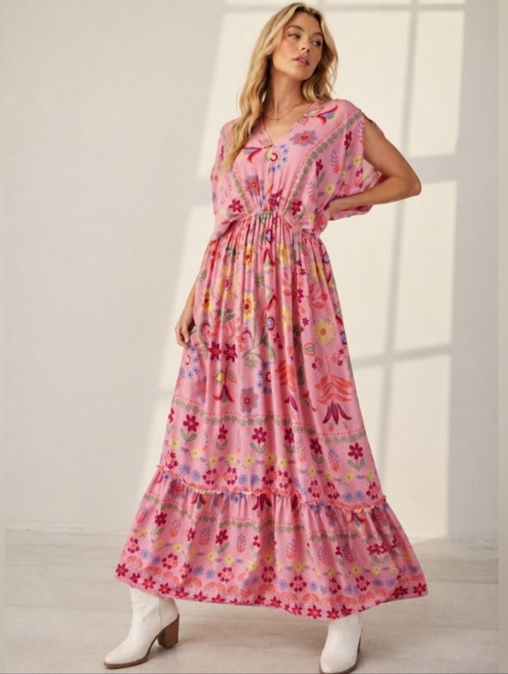 Easel Pink Floral Maxi Dress | Size M - NWT